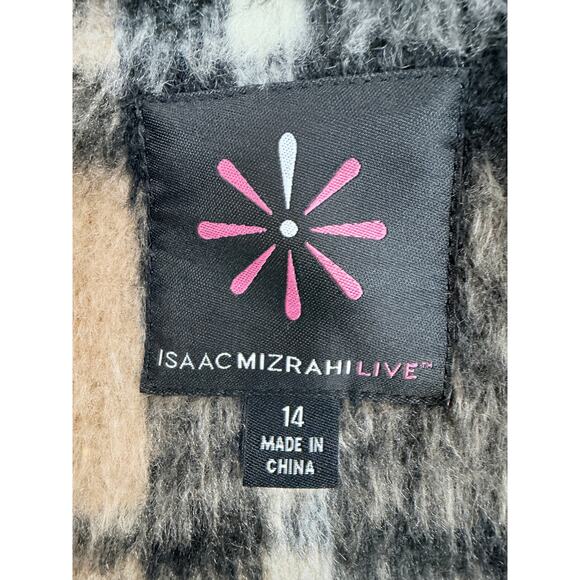 Isaac Mizrahi Live Brushed Plaid Belted Coat – Size 14 - Picture 7 of 8